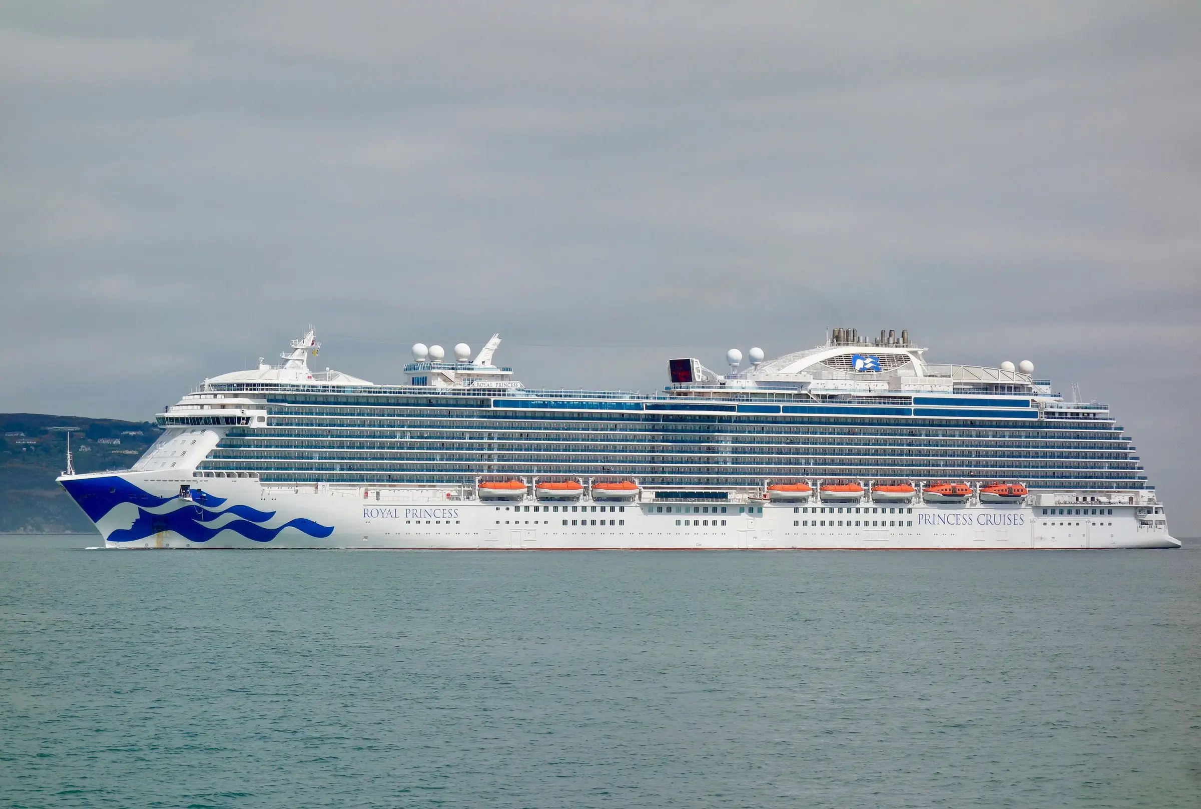 Royal Princess under way off Howth, Dublin, seen side-on